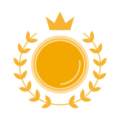 Golden Award Emblem with Crown and Laurel Wreath &ndash; Prestige Vector Badge
