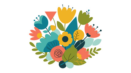 Whimsical Floral Bouquet - Abstract Geometric Style