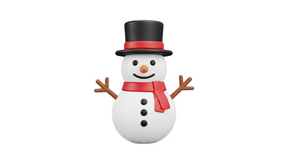 3D Snowman with Top Hat and Scarf