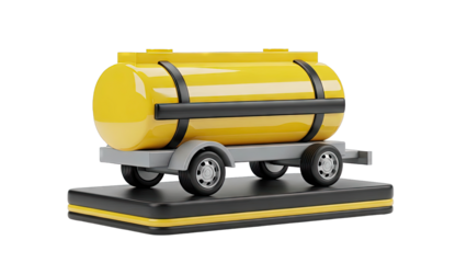 Yellow water tank on trailer, 3D render