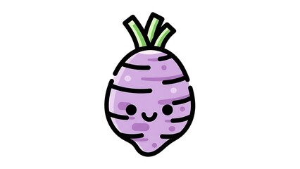 Cute Cartoon Turnip Root Vegetable Illustration.