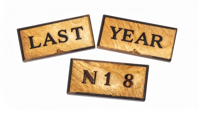Wooden Blocks Spelling Last Year N18 on White Background.
