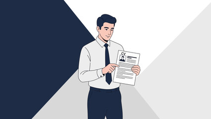 Man in Suit Holding CV Resume, Job Application, Interview, Recruitment