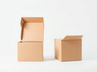 Two cardboard boxes on a white background