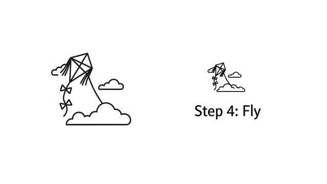 5-step circular infographic vector for kite flying activity. Easy-to-understand process diagram for Makar Sankranti themed presentation.

