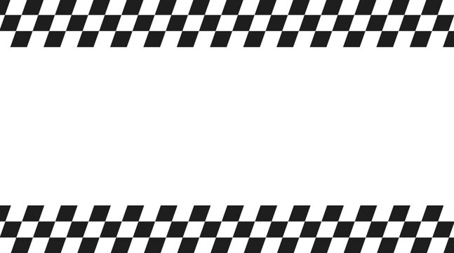 Seamless pattern of race checkered flags. Black and white checkerboard texture, motorsport finish line design. Vector illustration on white background.