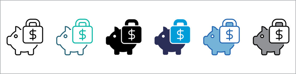 Piggy Bank Single Icon Multistyle Illustration