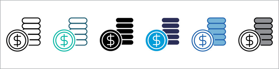 Coin Single Icon Multistyle Illustration