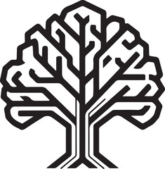 tree vector designed for coloring pages. Features clean black outlines, nature-inspired shapes, and a calm aesthetic