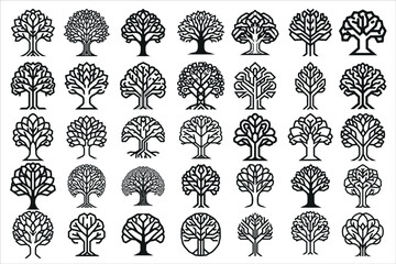 tree vector designed for coloring pages. Features clean black outlines, nature-inspired shapes, and a calm aesthetic