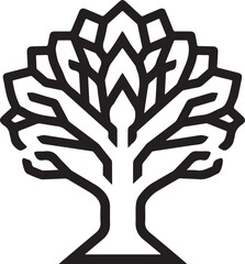 tree vector designed for coloring pages. Features clean black outlines, nature-inspired shapes, and a calm aesthetic