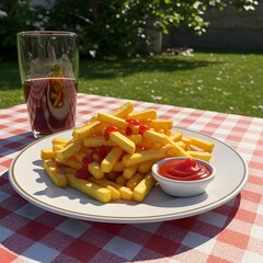 french fries and ketchup