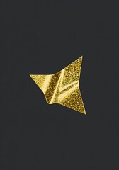 A single piece of gold holographic confetti, frozen in mid-air against a solid, rich charcoal gray background. Sharp, cinematic lighting that makes it sparkle. Minimalist, macro, festive.