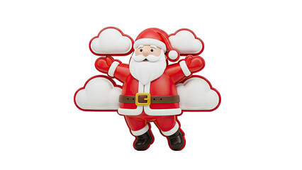 3D Santa Claus Character with Clouds