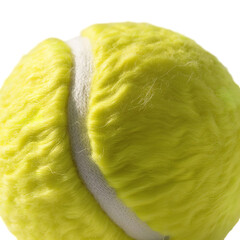 Tennis Ball Extreme Close Up Texture, Yellow Sports Ball Detail Isolated on Transparent Background