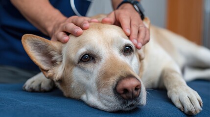 Pet Physiotherapy Session Showing Recovery and Movement Exercises for a Dog With the Help of a Professional in a Soft Daylight Environment