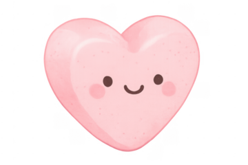 Pink heart cartoon character smiling with happy face