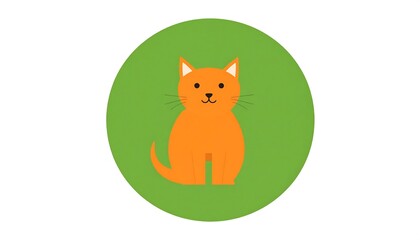 Fototapeta premium Cute Orange Cat Sitting in a Green Circle.