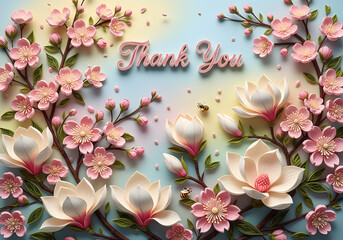 Paper Quilling Style of Spring Blossom Gratitude
