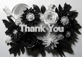 Paper Quilling Style of Modern Monochrome Thanks
