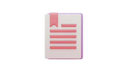 3D Icon of a Document with a Bookmark
