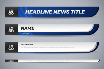 Modern Blue and Black Lower Third News Graphics for Broadcast and Video Editing