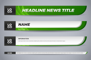 Green and White Lower Third News Graphics with Logo and Text Layout for Broadcast Media