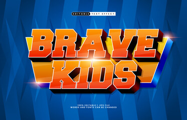Brave Kids Editable Text Effect - Bold Comic Style Typography for Logo, Poster, and Title