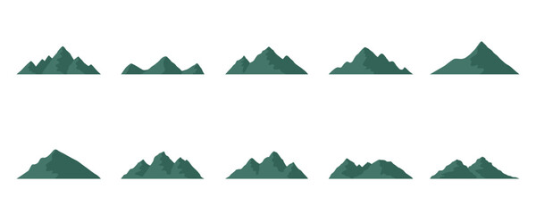 Set of Green Mountain Silhouette