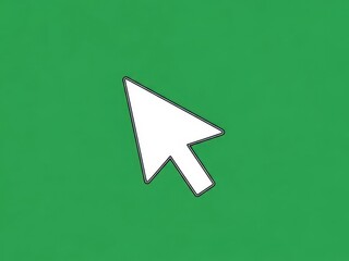 White cursor arrow on green background