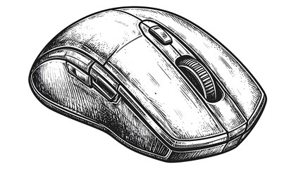Detailed illustration of a computer mouse, perfect for tech-related projects.