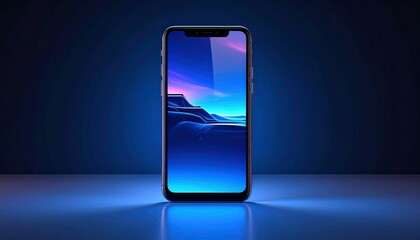 Sleek Smartphone Displaying a Vibrant Abstract Landscape Wallpaper.