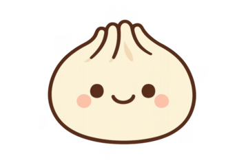 Kawaii bao bun mascot smiling and representing asian food
