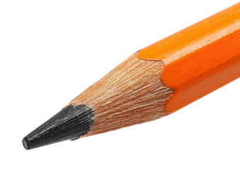 Sharpened pencil tip, wooden casing, graphite point, and black background