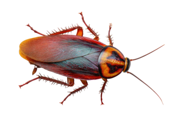 Cockroach, viewed from above, shows details of its body and appendages