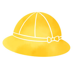 水彩風の黄色い通学帽子イラスト 小学生の入学準備イメージ素材