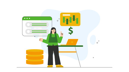 Flat illustration of quantum computing in business