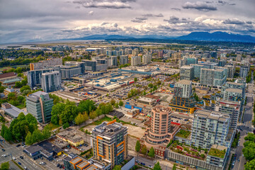 Aerial View of the Vancouver Suburb of Richmond, British Columbia during Summer