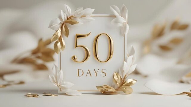 Video text 50 days on an object on a neutral background. Business, naturalness. For designers, marketers, sellers. 2026