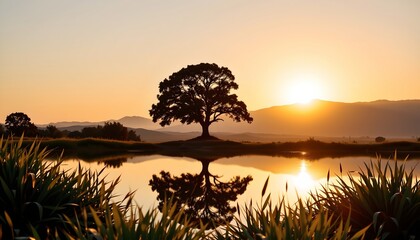 Sunset Serenity Over Silent Mountain
