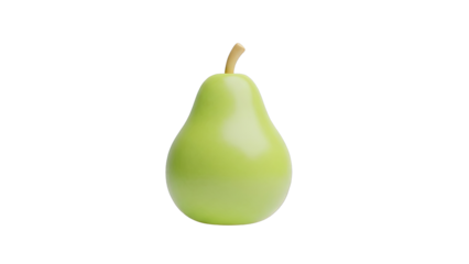 Green Pear on White Background