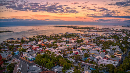 Aerial View of Key West, Florida at Dusk