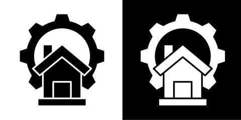 Cog  Icon Set White Style Collection