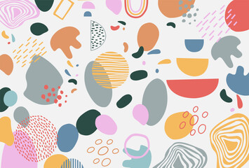 Boho Hand Drawn Abstract Background Vector