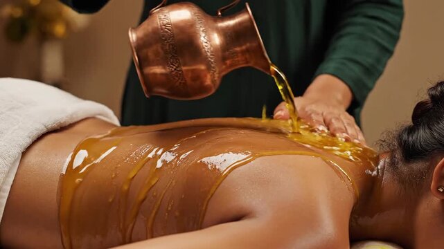 Ayurvedic Massage Therapy Session.