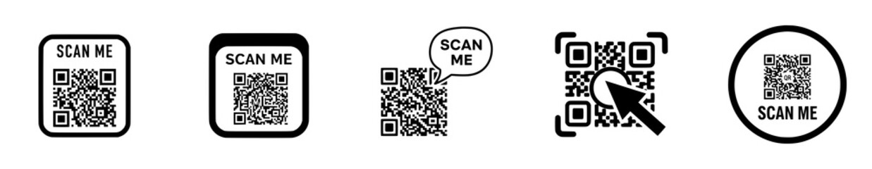 Scan Me QR Code Icons Collection