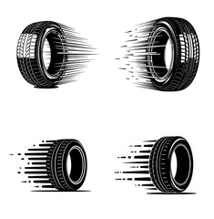 Speeding Tire Motion Icons