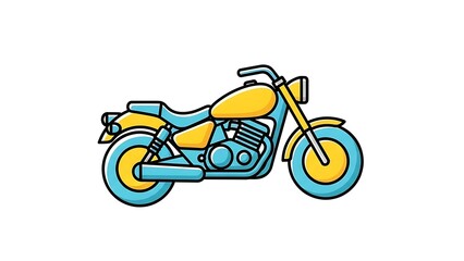 Fototapeta premium Vintage motorcycle illustration in blue and yellow.