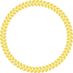 Yellow rice ears round frame for copy space, simple design