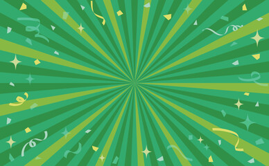 緑色の紙吹雪サンバースト背景素材